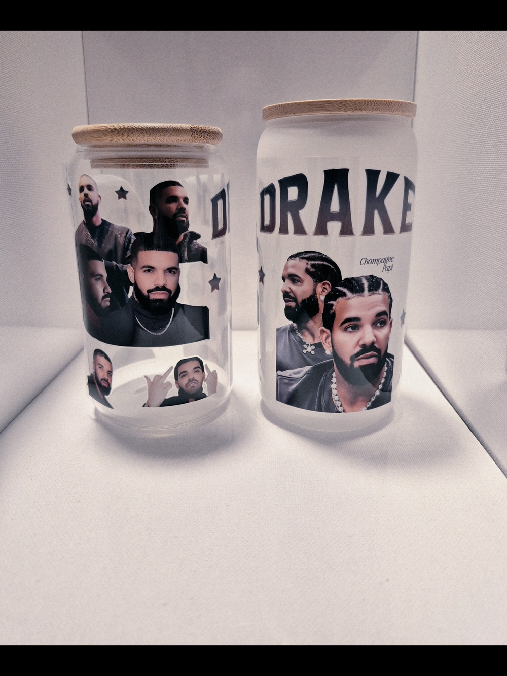 Drake Toronto 16oz Frosted OR Clear Glass Tumbler Lid Straw Custom Made-to-order
